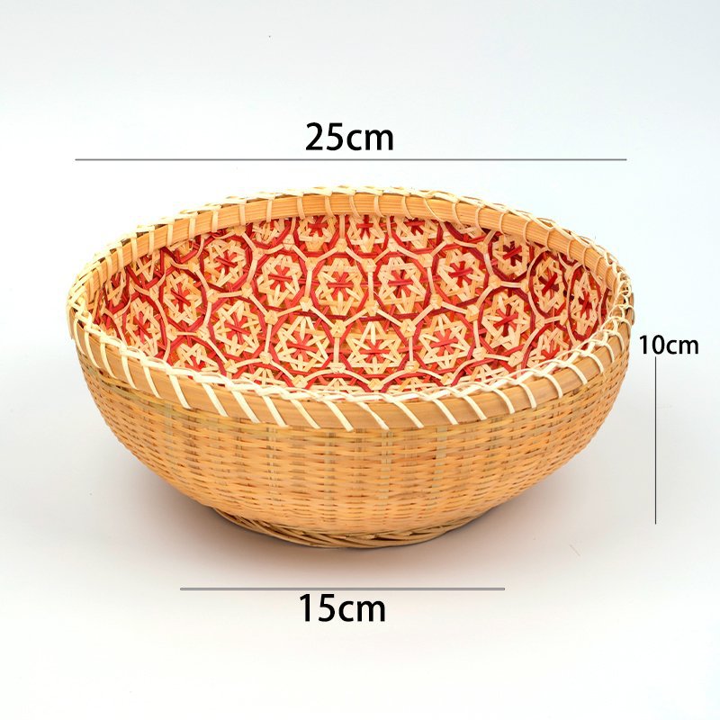 Cestas de pan al vapor de bambú trenzado cestas de almacenamiento casero bocadillos hechos a mano mesa redonda hueca pastoral sala de estar hogar