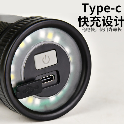 Cross-border strong light flashlight long-range white laser outdoor multi-functional telescopic zoom plastic flashlight tail lighting