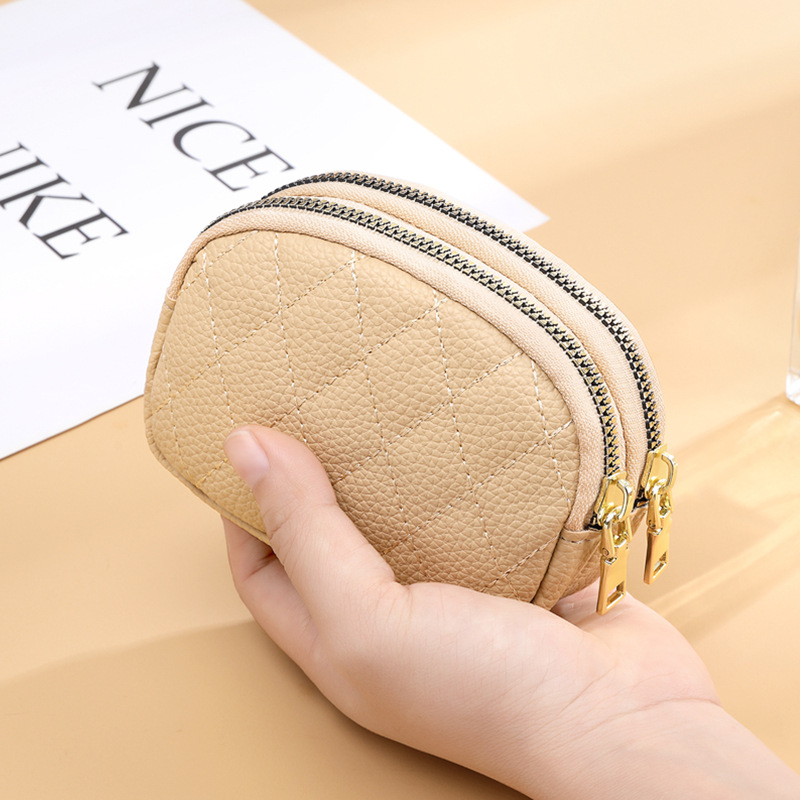 Nuevo portátil mini billetera de niñas, coche de diamante, costura de doble cremallera, monedas, bolso de cambio, bolso de cambio, piel pu