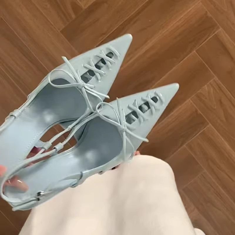 European and American Style Pointed-Toe Elegant Stiletto High Heels with Bow Tie, Women's 2026 New French-Style Single-Strap Closed-Toe Sandals European and American Style Pointed-Toe Elegant Stiletto High Heels with Bow Tie, Women's 2026 New French-Style Single-Strap Closed-Toe Sandals