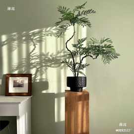 花楹绿植轻奢中式禅意桌面植物小型盆栽景玄关假花摆件