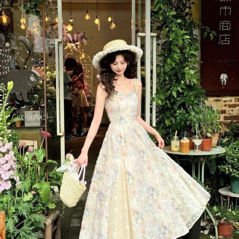 French Holiday Floral Summer New Long Skirt Seaside Beach Skirt