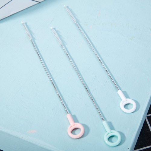 Baby bottle straw brush 304 stainless steel straw cleaning brush water cup straw brush wholesale