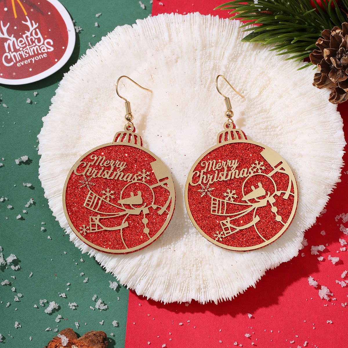 17g Weight Christmas Festival Women's Gender Cute Style Cute Copper Earrings 3