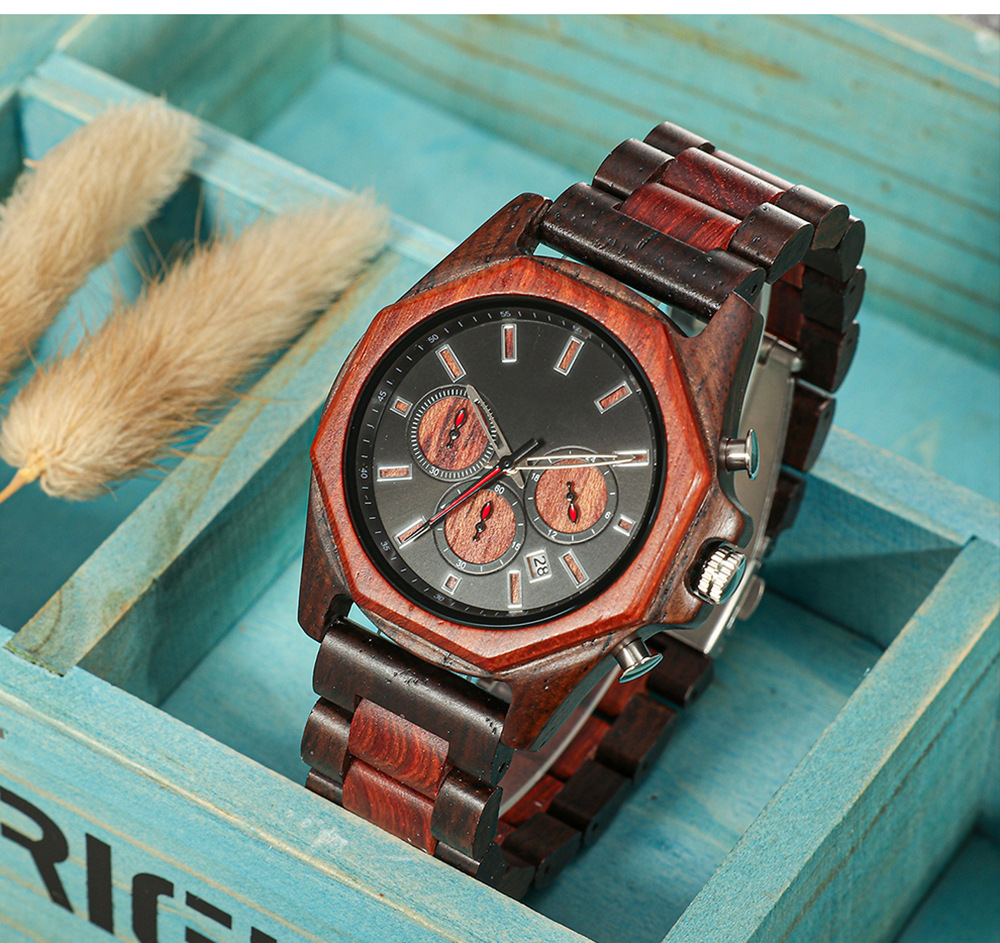 Nouvelle mode créative multi-fonctionnelle ensemble montre à Quartz vente chaude hommes bois montre tempérament montre_voghion.com