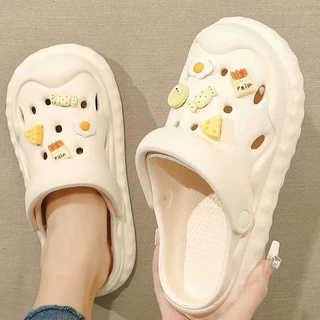 ~厚底洞洞鞋女外穿2026新款网红可爱卡通踩屎感包头半拖鞋沙滩凉