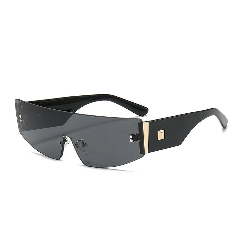 Nouvelles lunettes de soleil hip-hop sans cadre les plus vendues pour hommes et femmes, lunettes de décoration de fête sur scène, lunettes de soleil monobloc à la mode européennes et américaines_voghion.com