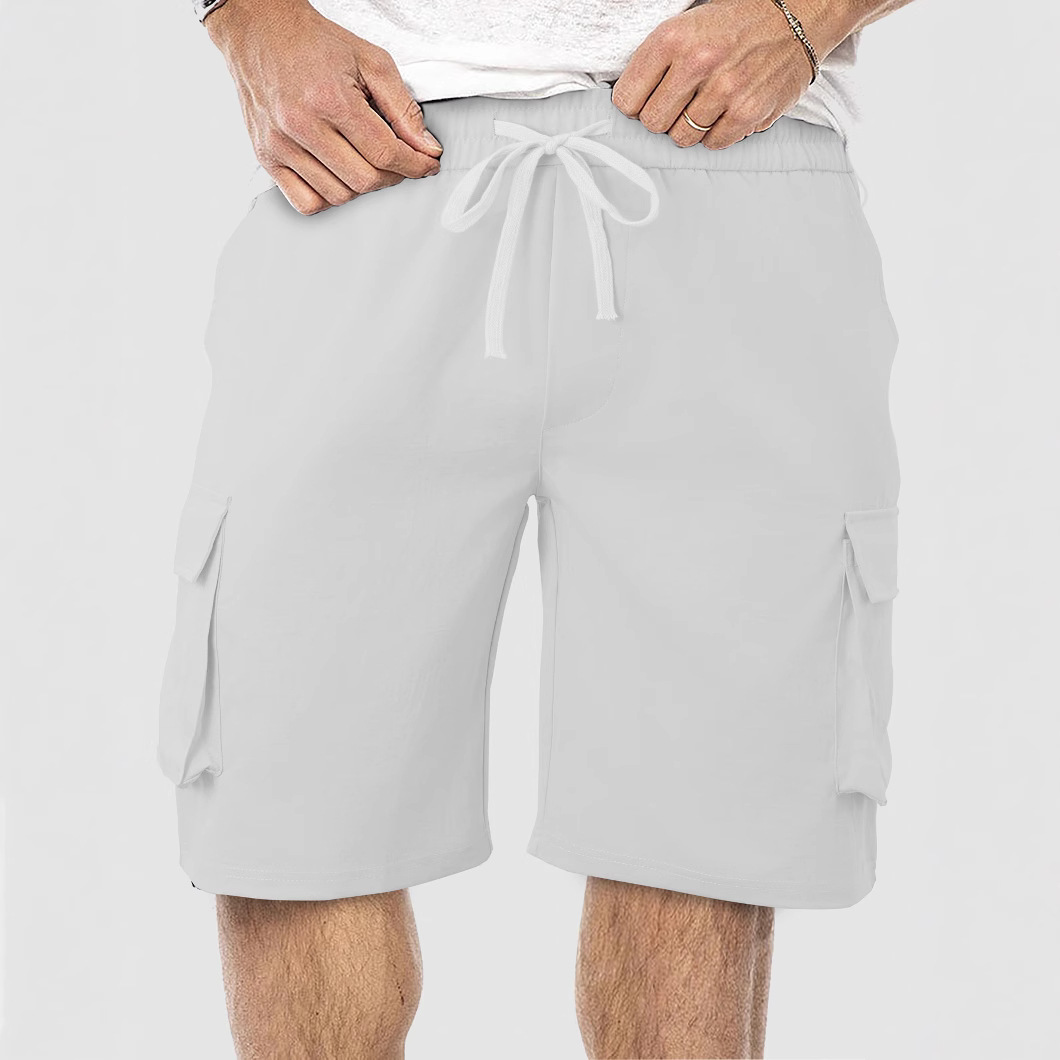 Pantalones cortos de verano europeos y americanos transfronterizos para hombres, fáciles de piel y transpirables, herramientas sueltas, pantalones cortos de playa casuales de cinco puntos con múltiples bolsillos