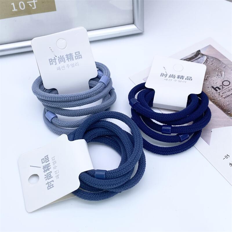 Las mujeres japonesas y coreanas de alta elástica banda de goma negra cuerda de pelo banda de pelo cuerda de pelo cubierta de cuero red hilo base banda de goma 5 piezas traje