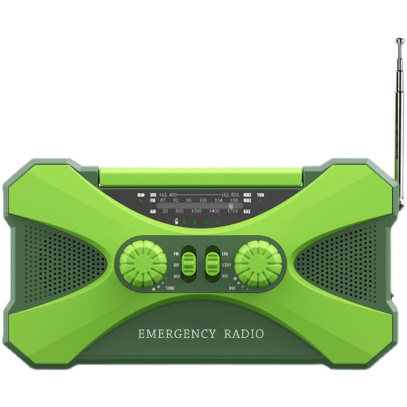 Radio de emergencia 10000ma Linterna de generación de energía de manivela multifuncional Linterna solar de socorro con preparación para el combate usb
