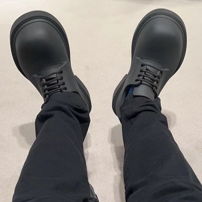 Herren- und Damenlederschuhe für Frühjahr und Sommer 2024, mit Schnürung, runden Zehen, hohen Absätzen und niedrigem, dickem Design_voghion.com