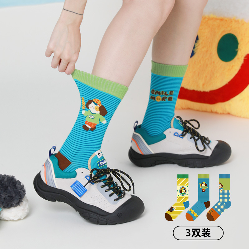 Damahoov Spring & Fall Dopamine Colorfulful Trendy Socks Mid-Calf Socks Cuffed Cute Cartoon Penguin Socks for Women