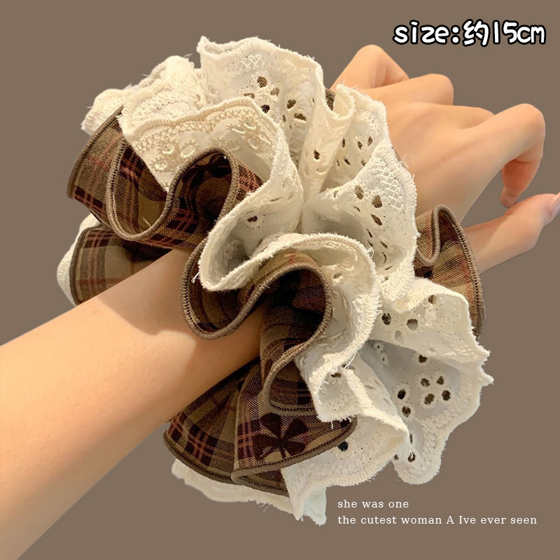 2026 nuevo estilo coreano super grande anillo de pelo intestino grande niñas de alto nivel de sensación de cabello de flores cuerdas de cabello de cordón de goma adornos para el cabello