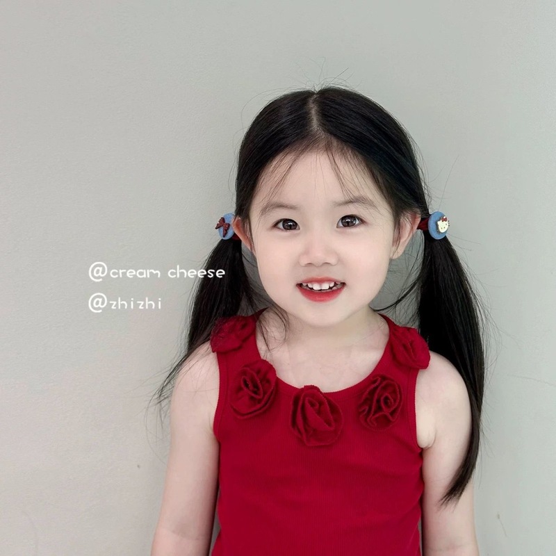 子供用甘くてクールなデニムかわいいヘアバンド子供用ハローキティ幾何学ヘッドバンドベビー高弾性髪を傷つけないゴムバンドスパンコール|undefined