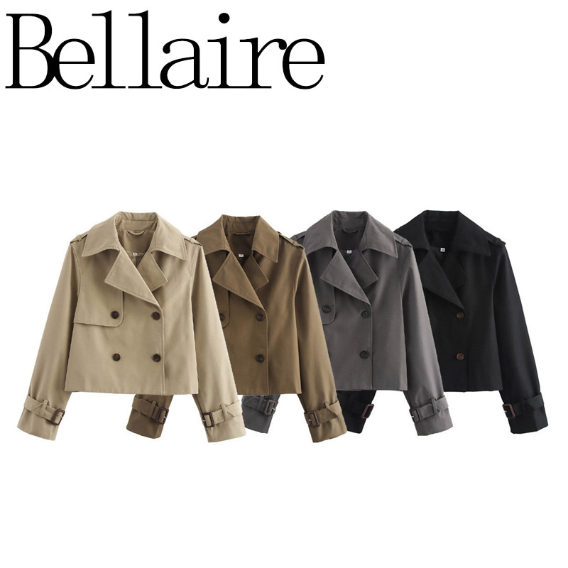 Za Foreign Trade Wholesale European and American Style French Women's Fashion Versatile Elegant Casual Simple Short Trench Coat for Women Za Foreign Trade Wholesale European and American Style French Women's Fashion Versatile Elegant Casual Simple Short Trench Coat for Women