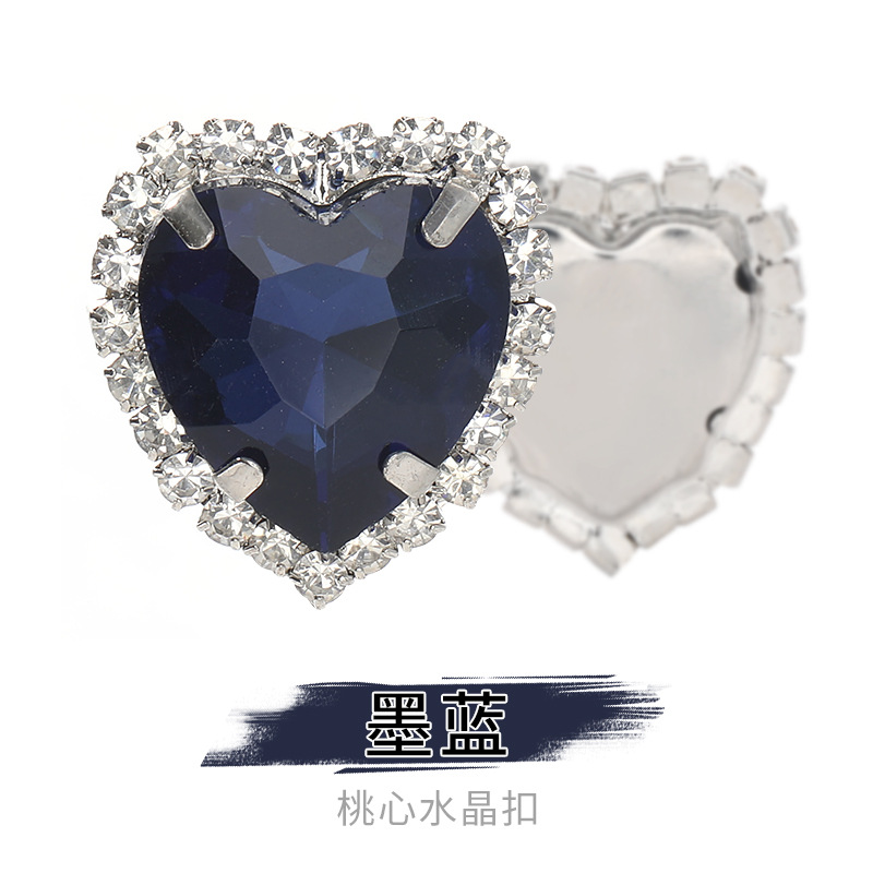 Perforación de garras de borde en forma de corazón transfronterizo Perforación artificial Perforación de diamantes cosidos a mano Adornos de zapatos Accesorios de joyería de ropa Hebilla de cristal de corazón de melocotón