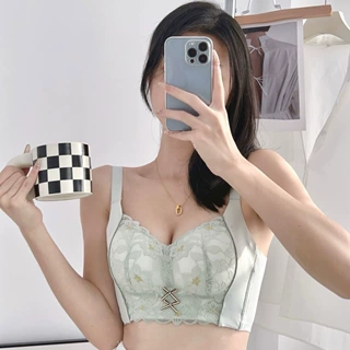 法式蕾丝无钢圈内衣裸感聚拢收副乳防下垂上托透气亲肤调整型文胸