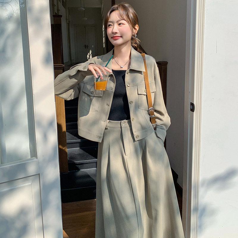 实拍盐酷系休闲工装套装裙女春季2025新款气质高级感半身裙两件套|undefined