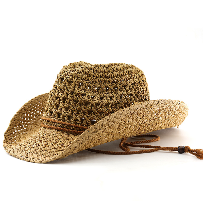 Unisex Retro Western Cowboy Straw Hat For Beach And Outdoor Travel_voghion.com