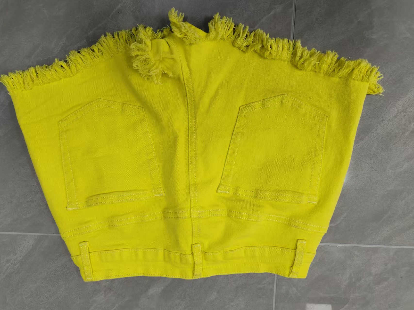 High-Waisted Slimming Ripped Washed Tasseled Denim Shorts Women's Bottoms_ecoleips.com