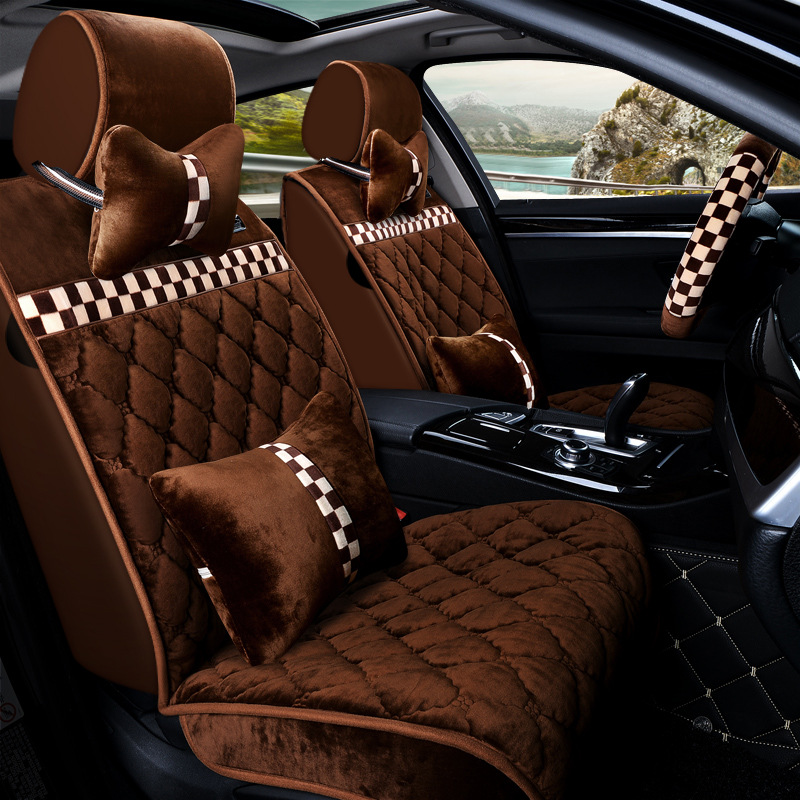 24年新款汽车座垫座套全包围卡通可爱长毛绒保暖冬季坐垫厂家直供