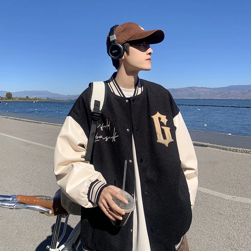 MOYI Mo Yi UNFLUID2023 woolen PU stitching baseball jacket jacket jk28002