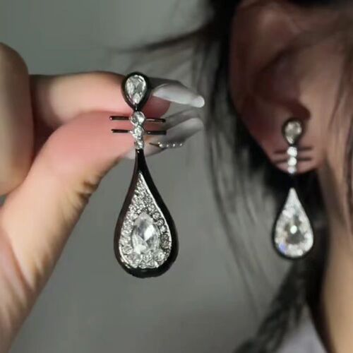 Xiaohongshu's same style black Pipa earrings  new earrings Chinese style ethnic style elegant temperament earrings