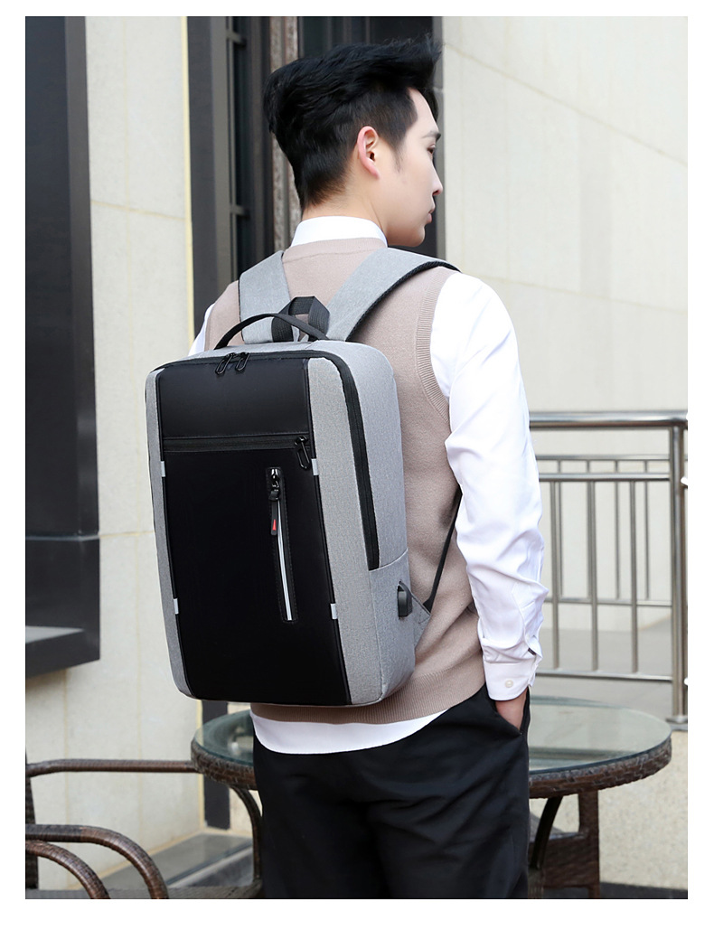 New large-capacity business commuting backpack, simple solid-color casual backpack, Oxford cloth portable computer schoolbag undefined