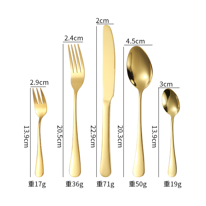 Cutlery juego de cutlery de acero inoxidable de 40 piezas juego de vajilla 1010 bistec de comida occidental de hotel dorado cuchillo y tenedor