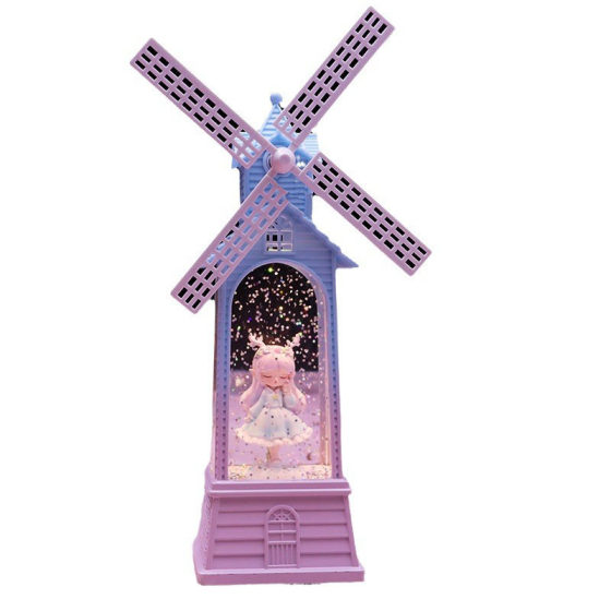 Elf deer girl windmill Crystal Light Music Box luminous transfer music decompression female birthday gift boutique wholesale