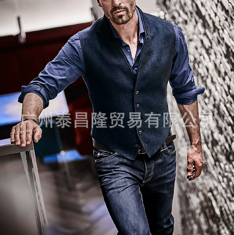 Amazon, Европейская и американская внешняя торговля, новинка на весну и осень, Горячая Мужская однобортная приталенная жилетка, жилет, повседневная мужская куртка