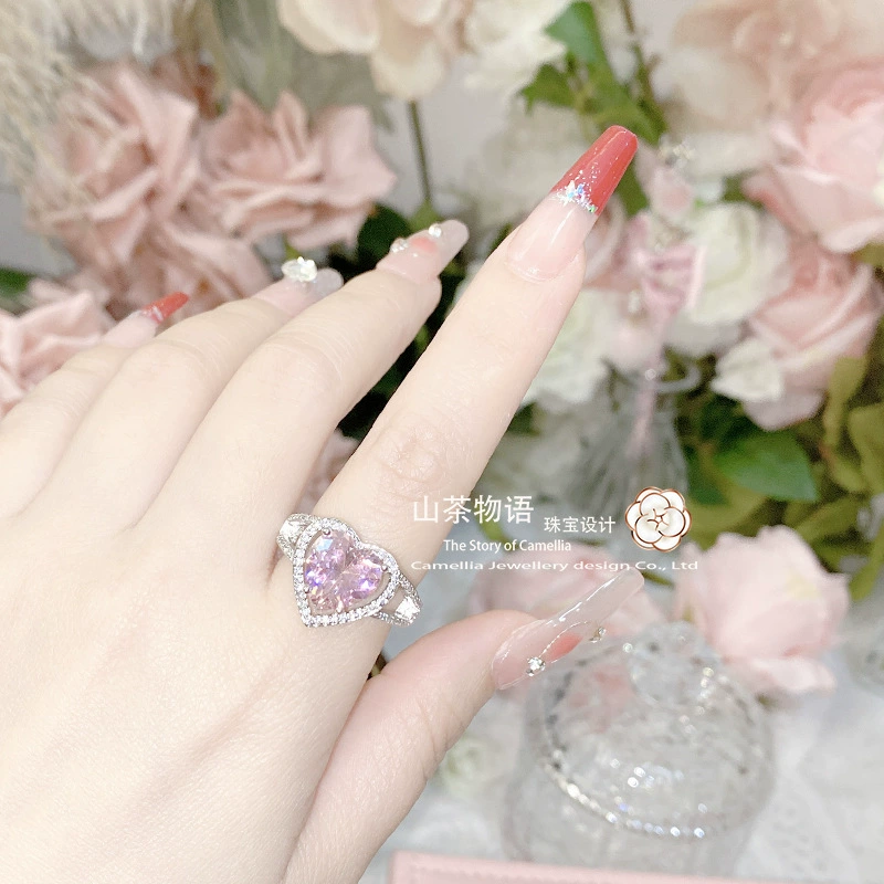 Камелия Sweetheart Love Treasure Bao Light, роскошно позолоченное принцессное кольцо розового цвета с имитацией драгоценного камня