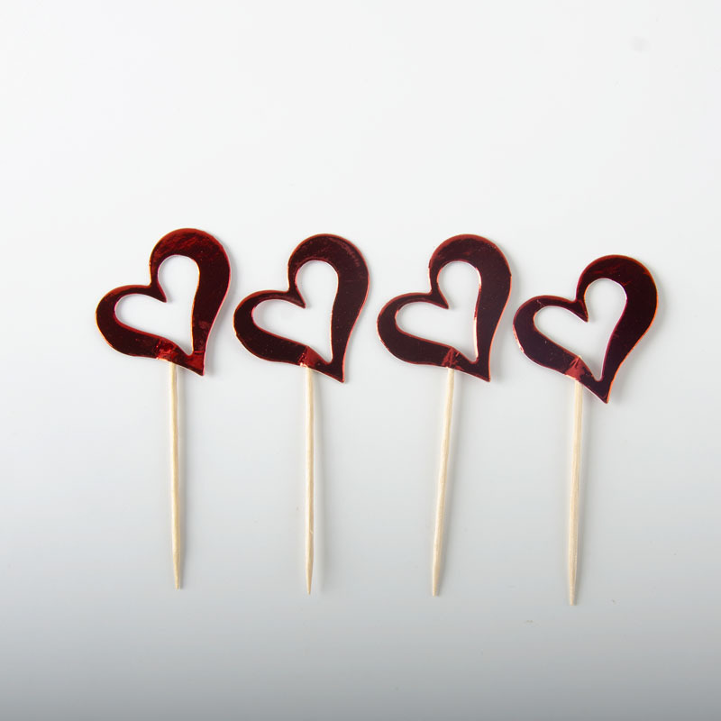 Tarjeta de palillo de dientes de papel grueso de doble cara-insertando Tarjeta de pastel de cumpleaños Decoración de Pastel de papel-insertando plug-in 24 piezas