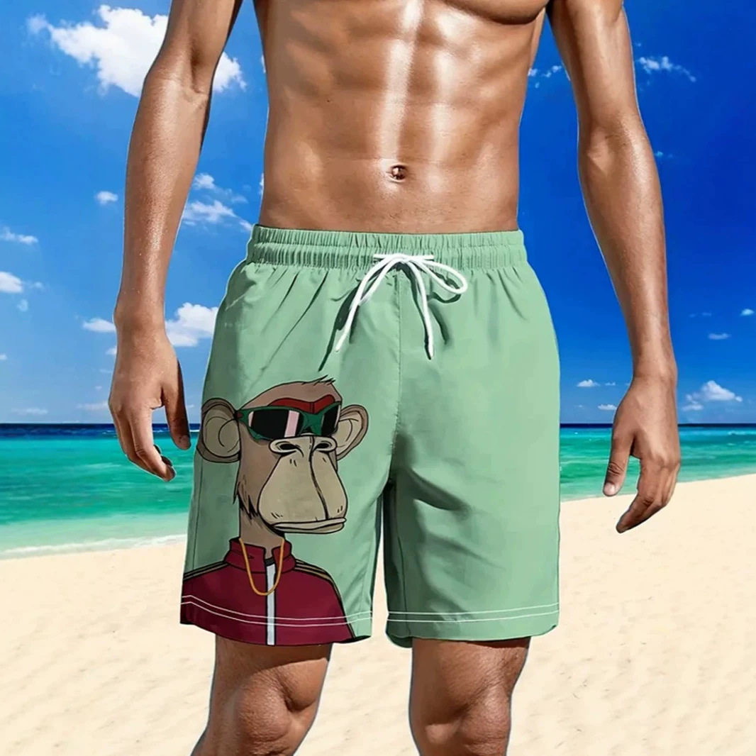 Summer Men's Shorts Beach Pants Men's 3D Digital Printed Casual Sports Five-Point Pants Men's Clothing