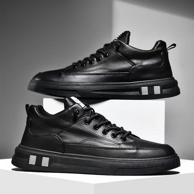 跨境男鞋时尚加绒潮流男士休闲鞋软底潮流百搭舒适简约皮鞋批发