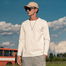 薄款长袖t恤秋衣打底t韩版墨绿百搭必备男装上衣多色可选一件代发