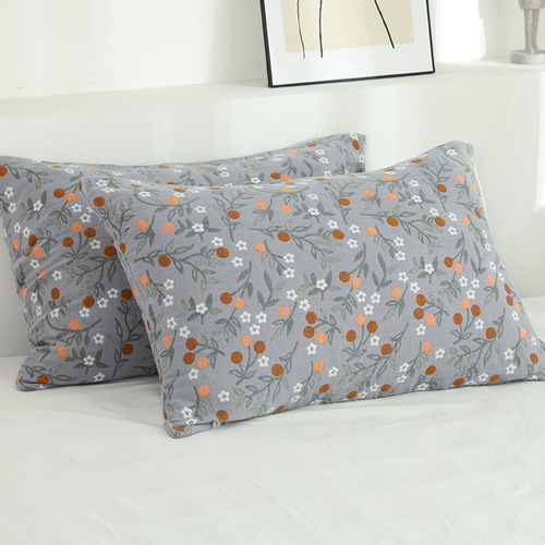 A pair of pillowcases, cotton single large size 52X78cm pure cotton thickened breathable pillowcase single couple European style