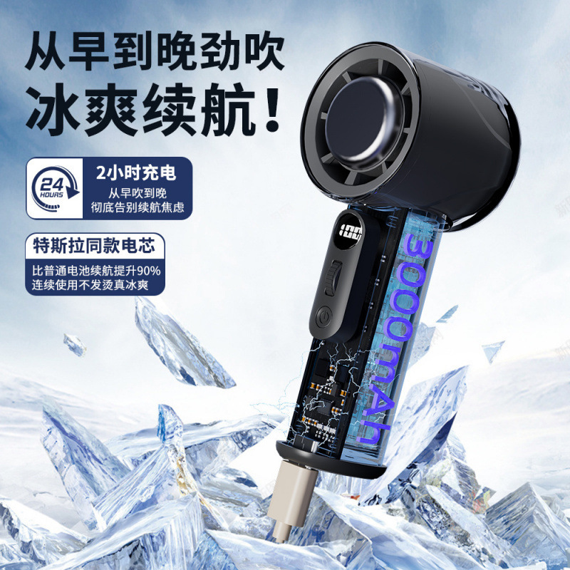 2025年跨境新款100档高速手持风扇透明机身 半导体制冷风扇便携式|undefined