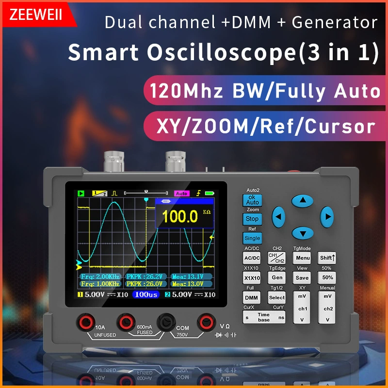 ZEEWEII DSO3D12 3,2-дюймовый настольный цифровой осциллограф 120M