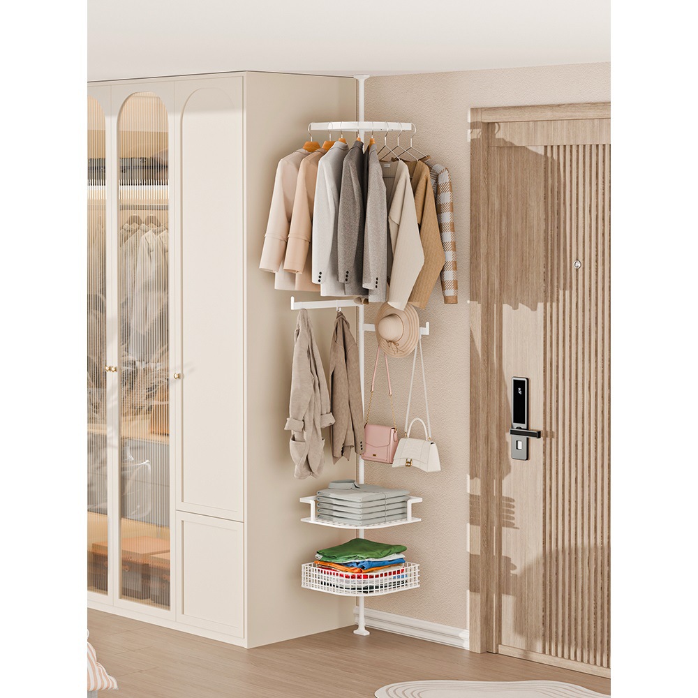 Corner Coat Rack, Floor-Standing Bag, Hat, Corner Bedroom Room, Floor-To-Ceiling Clothes Storage Rack