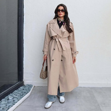 2025新款秋季亚马逊跨境外贸女装欧美时尚通勤长袖腰带显瘦长外套