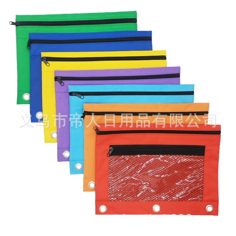 Оксфордская ткань двойная молния с тремя отверстиями прозрачная сумка для документов большой емкости канцелярские пакеты с офисными сумками для ручки оптом