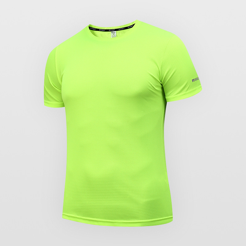 Camiseta deportiva unisex personalizada transfronteriza de manga corta con cuello redondo para verano, de secado rápido, para fitness y running, con impresión de logotipo.