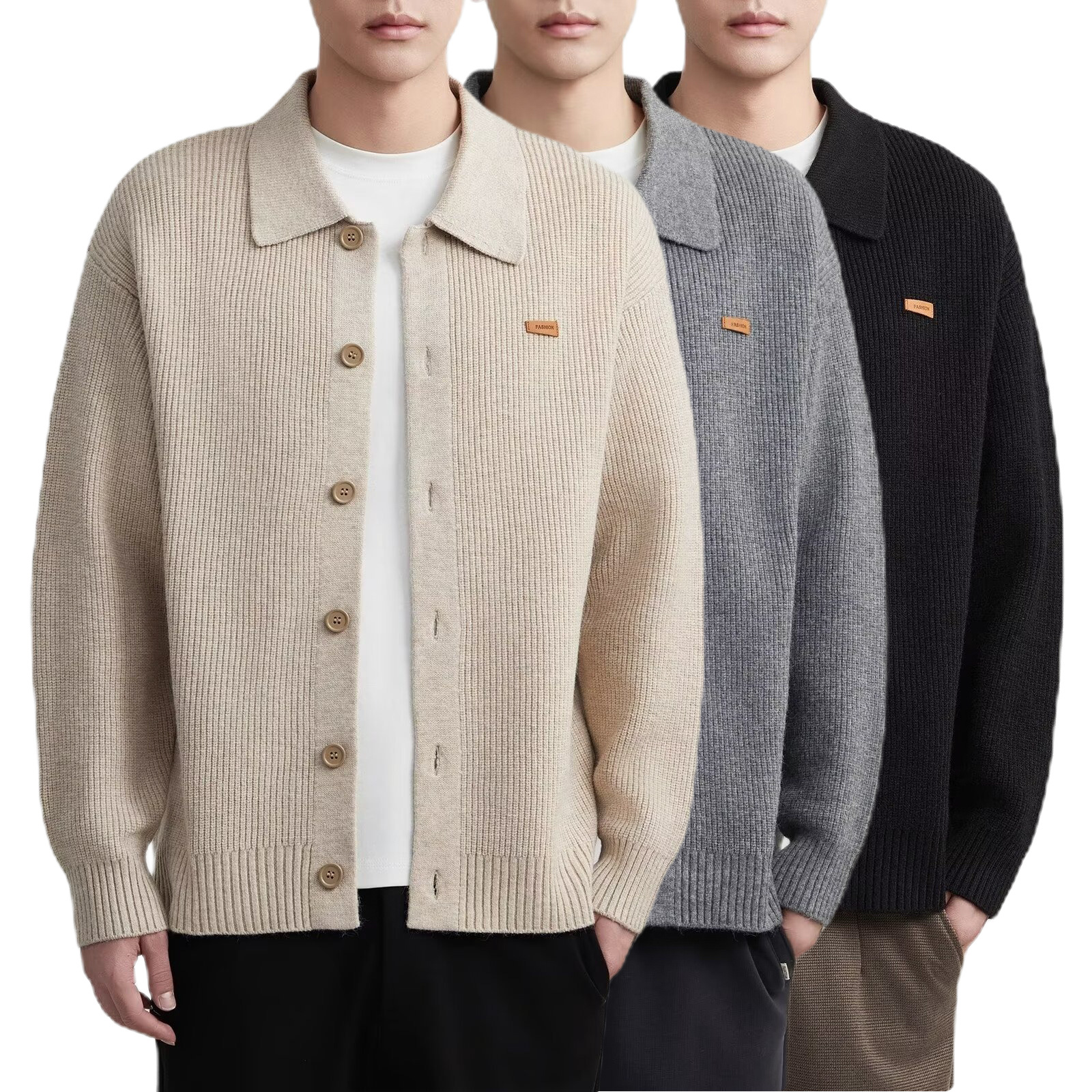 Explosiones transfronterizas de tamaño grande europeo polo camiseta de jersey suéter de punto cardigan hombre chaqueta fábrica de negocios al por mayor