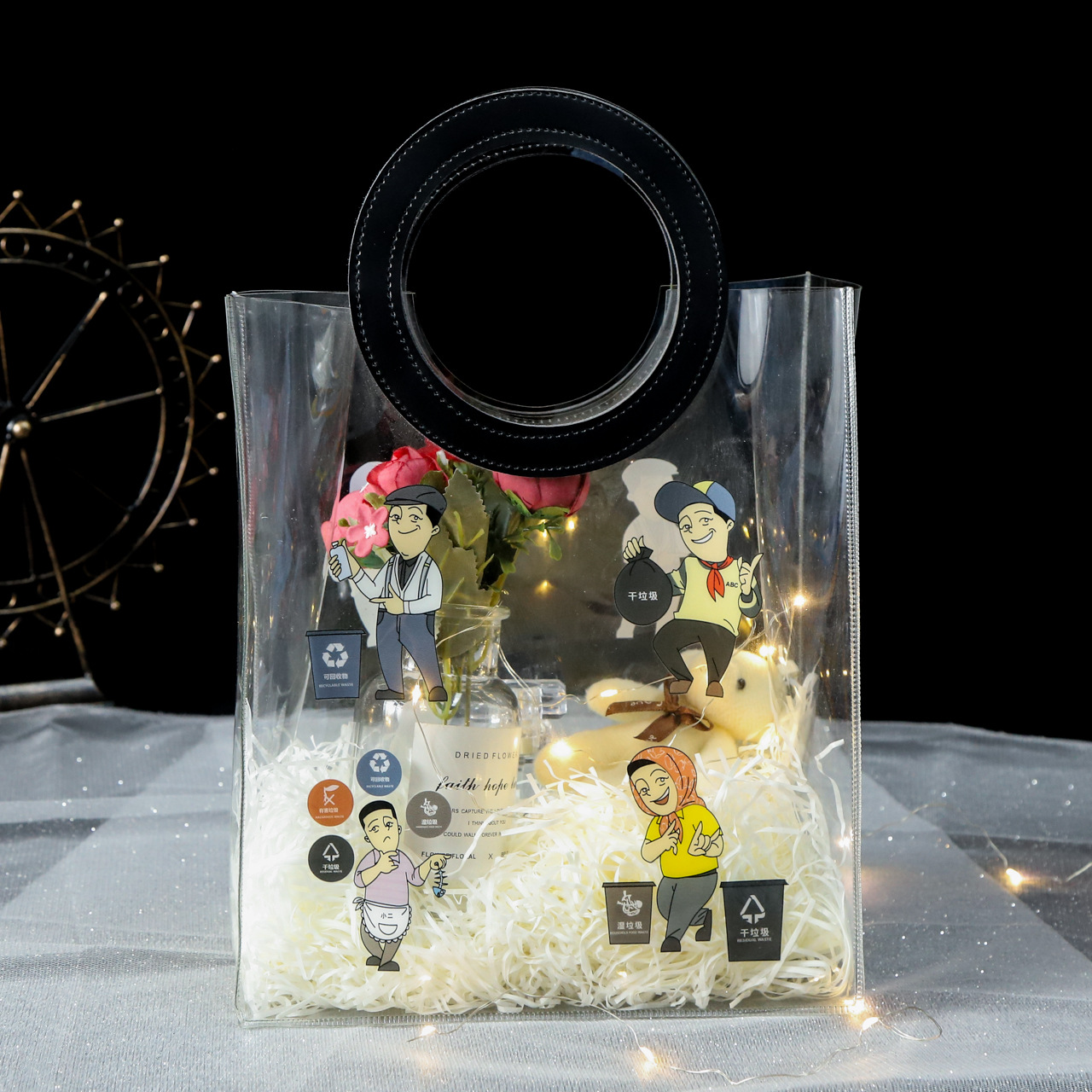 pvc手提袋购物袋立体沙滩袋定 制LOGO彩虹网红礼品袋  厂家定 做