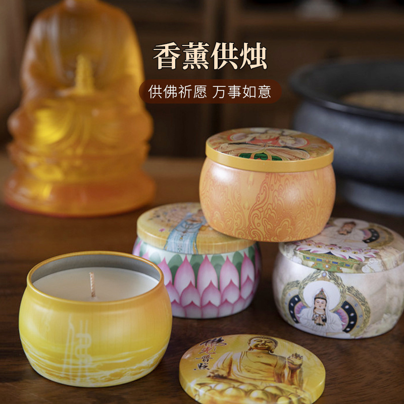 Bendición Buda adoración palabra Xizanga vela de aromaterapia buscando riqueza y mostrando palabras que desean adorar a Buda antes de rezar Lámpara de mantequilla Vela de adoración de Buda al por mayor