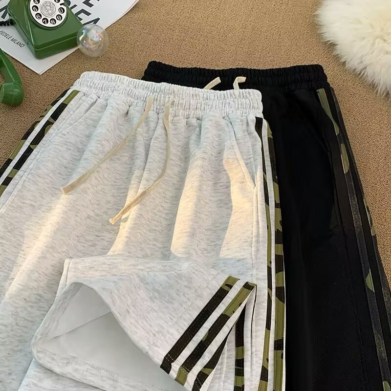 Ins americano rayado pantalones de piernas largas de color para hombres colgantes pantalones de deporte rectos sueltos pantalones casuales de calle alta