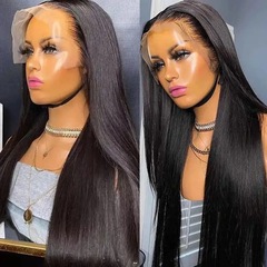 Front lace wig human hair wigs African ladies long straight hair lace hair cover one piece hair replacement