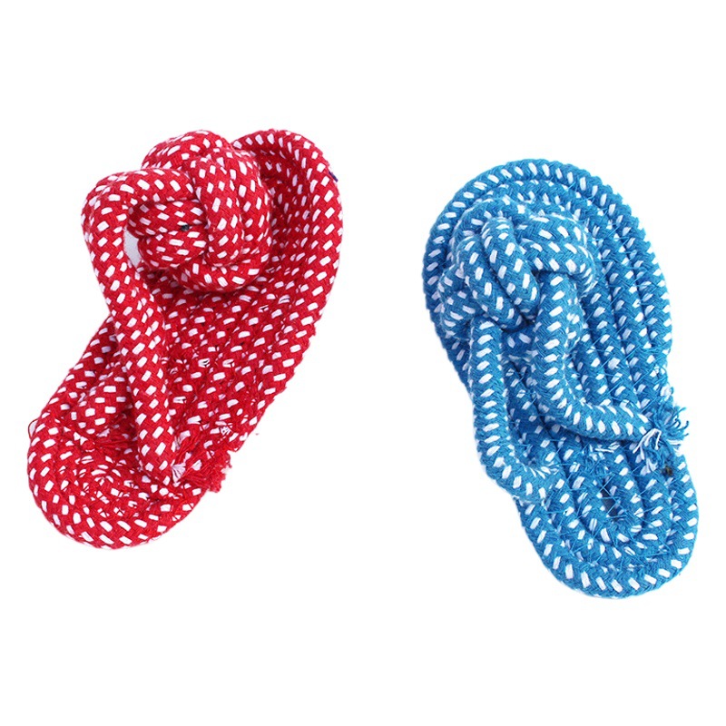 Perro de juguete de algodón zapatillas de cuerda nudo tejido de simulación de juguete zapatillas de entrenamiento de perro juguete suministros para mascotas