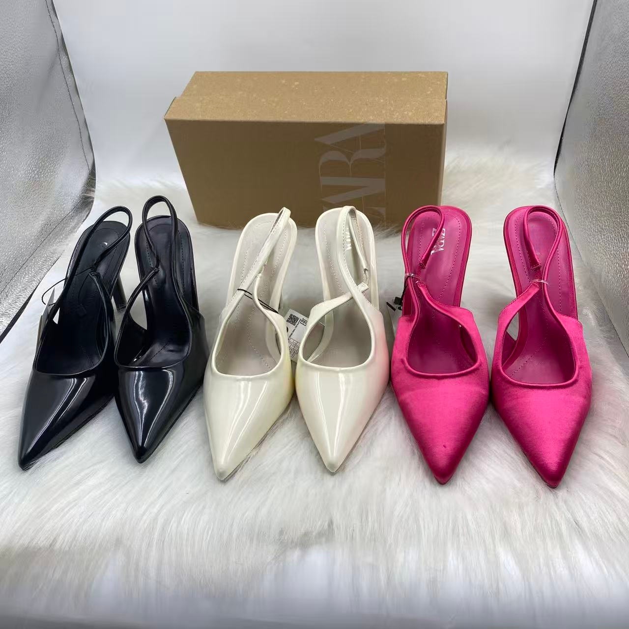 Za Home 2025 New Fashion High-Heeled Shoes Pointed Toe Stiletto Heel Back Strap Elegant Niche Versatile Toe-Toe Flats for Women